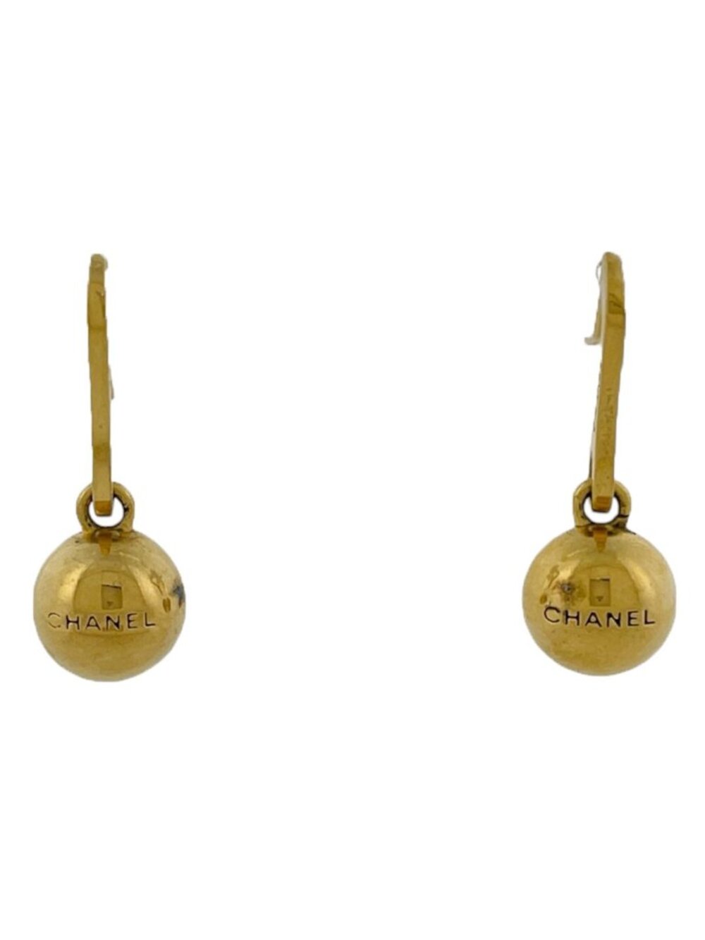 Chanel Earrings Swing Ball Sphere Gold Plated